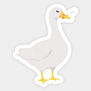 Dangerous goose holding knife Sticker